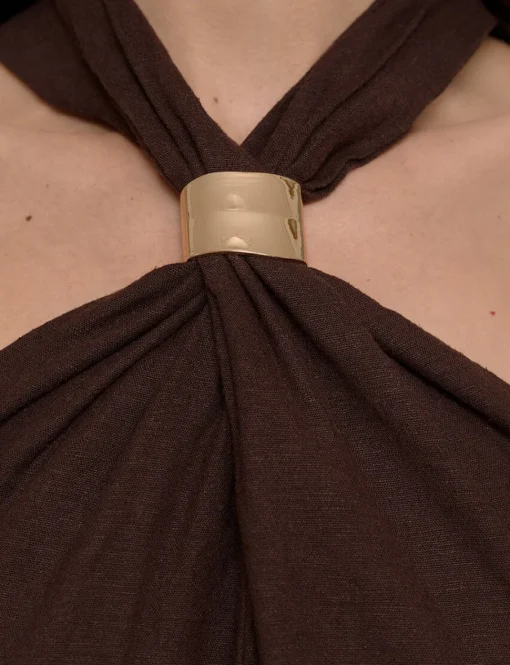 Attica Linen Gold Cuff Dress-BESTSELLER