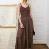 Bea Combination Maxi Dress in Brown