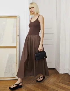 Bea Combination Maxi Dress in Brown