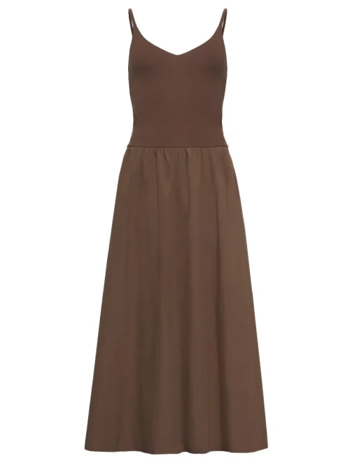 Bea Combination Maxi Dress in Brown
