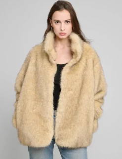 Beige Faux Fur Jacket