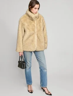 Beige Faux Fur Jacket