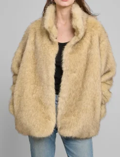 Beige Faux Fur Jacket