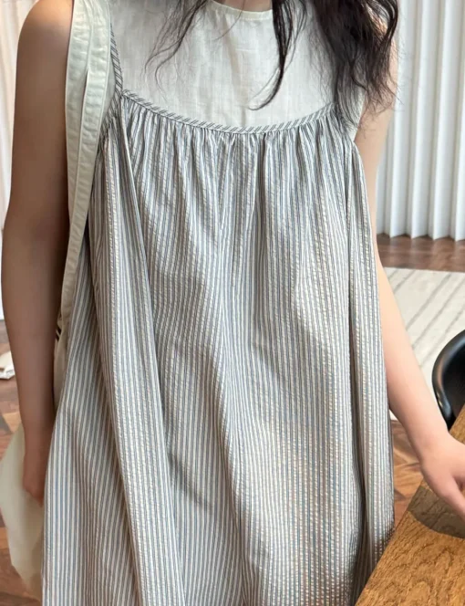 Beige Stripe Oversized Jumpsuit