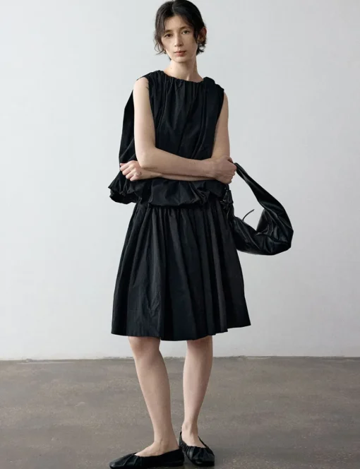 Black Aline Puff Skirt-PREORDER