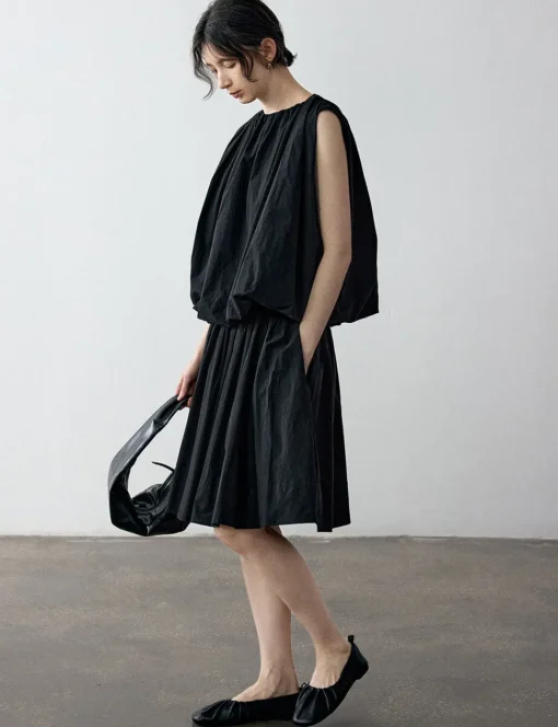 Black Aline Puff Skirt-PREORDER