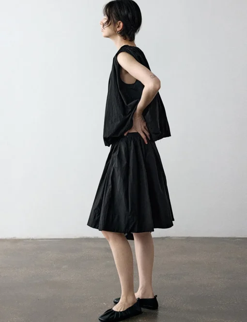 Black Aline Puff Skirt-PREORDER