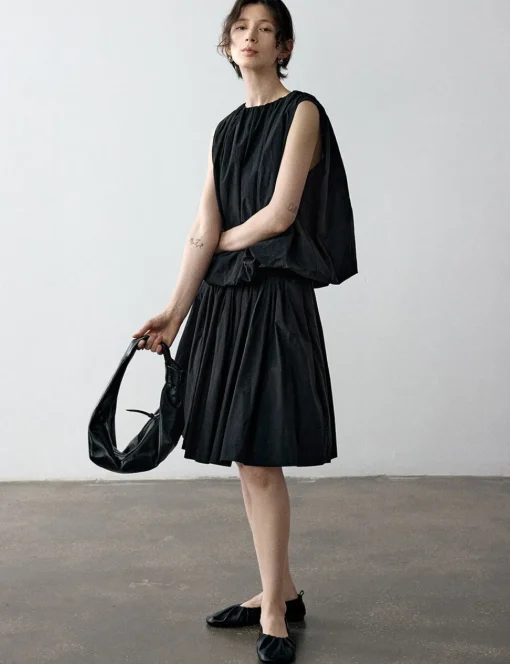 Black Aline Puff Skirt-PREORDER