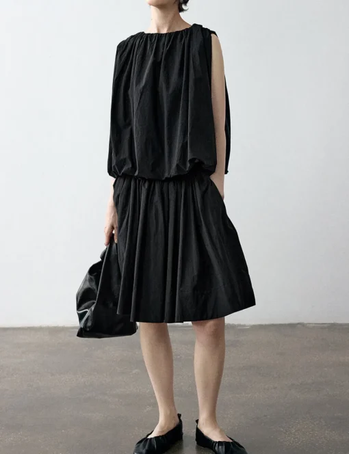 Black Aline Puff Skirt-PREORDER
