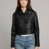 Black Leather Crop Jacket