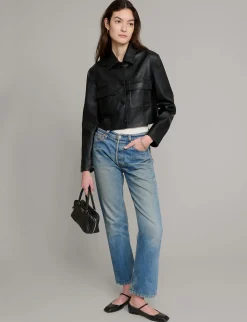 Black Leather Crop Jacket