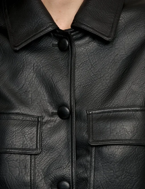 Black Leather Crop Jacket