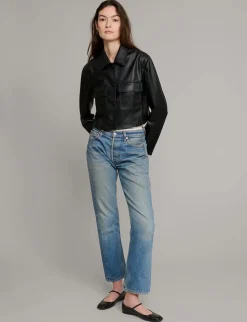 Black Leather Crop Jacket