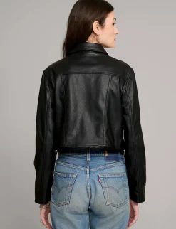Black Leather Crop Jacket