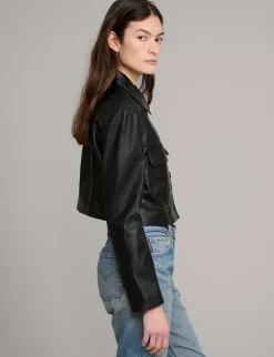 Black Leather Crop Jacket