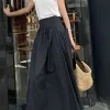 Black Poplin Skirt -PREORDER