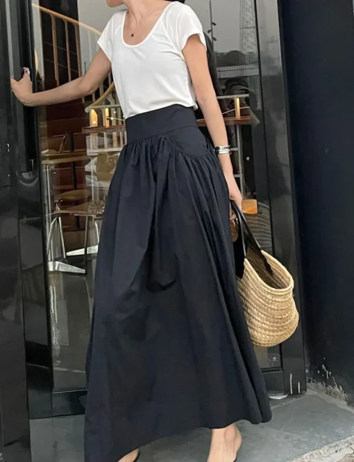 Black Poplin Skirt -PREORDER