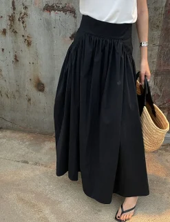 Black Poplin Skirt -PREORDER