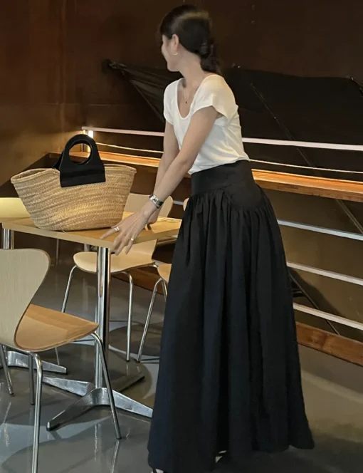 Black Poplin Skirt -PREORDER
