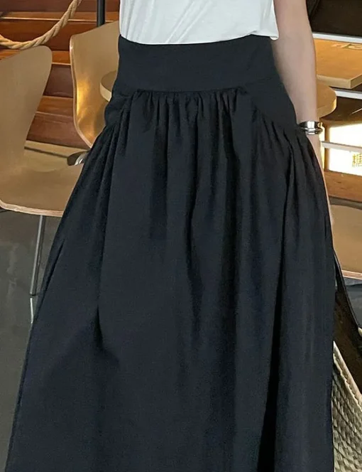 Black Poplin Skirt -PREORDER