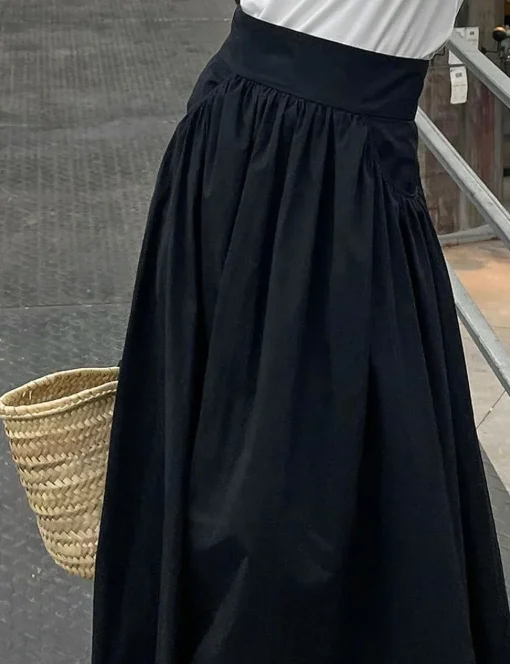 Black Poplin Skirt -PREORDER