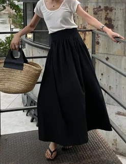 Black Poplin Skirt -PREORDER