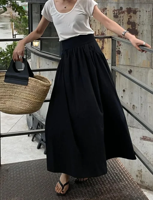 Black Poplin Skirt -PREORDER