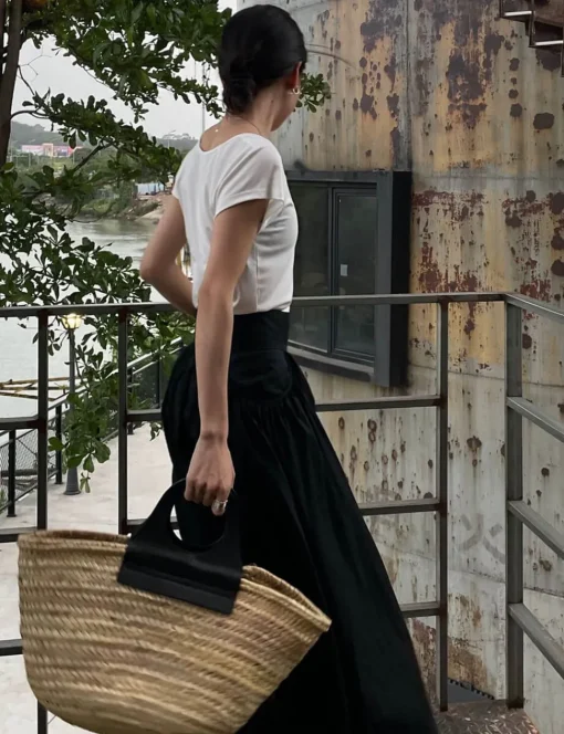 Black Poplin Skirt -PREORDER