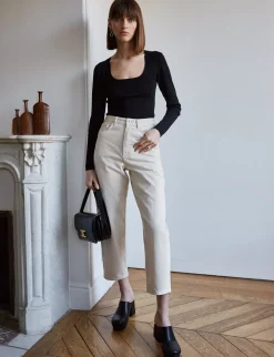 Black Scoop Neck Knit Top