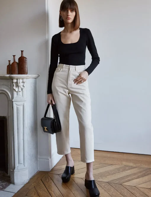 Black Scoop Neck Knit Top