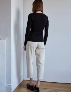 Black Scoop Neck Knit Top
