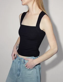 Black Square Neck Tank Top