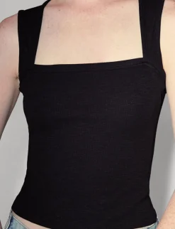 Black Square Neck Tank Top