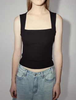 Black Square Neck Tank Top