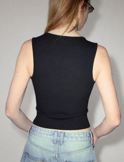 Black Square Neck Tank Top