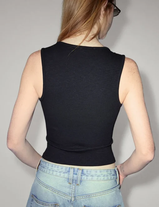 Black Square Neck Tank Top