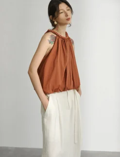 Braided Halted Puff Top in Sienna