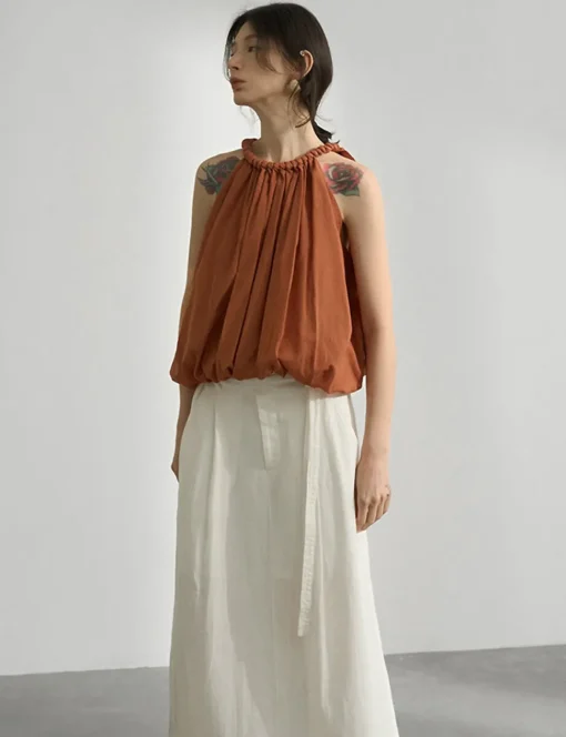 Braided Halted Puff Top in Sienna