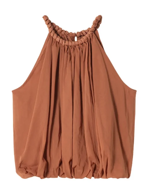 Braided Halted Puff Top in Sienna
