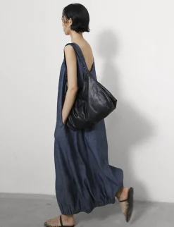 Bubble Hem Chambray Dress