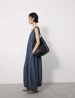 Bubble Hem Chambray Dress