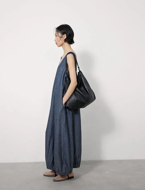 Bubble Hem Chambray Dress