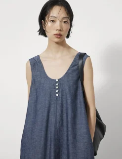Bubble Hem Chambray Dress