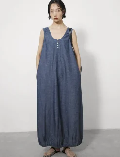 Bubble Hem Chambray Dress
