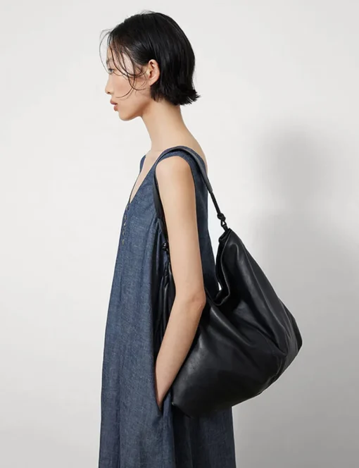 Bubble Hem Chambray Dress