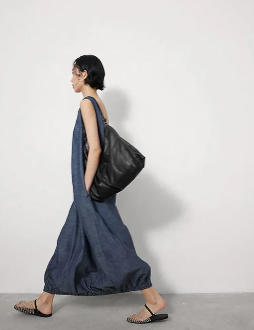 Bubble Hem Chambray Dress