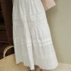 Cotton Eyelet Midi-Skirt