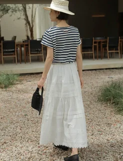 Cotton Eyelet Midi-Skirt