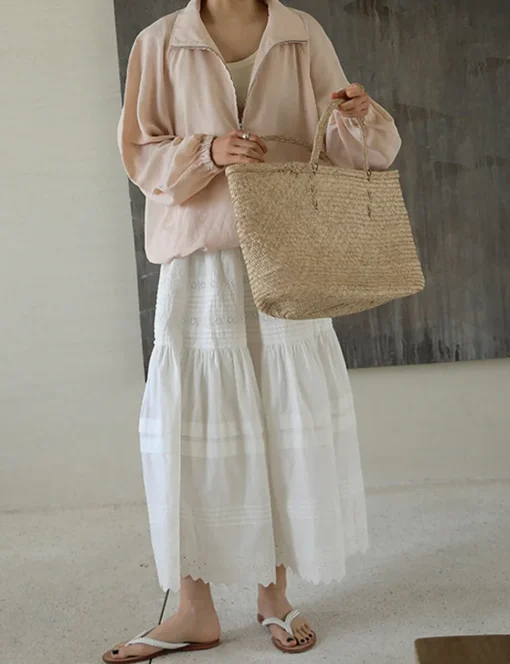 Cotton Eyelet Midi-Skirt