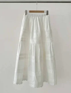 Cotton Eyelet Midi-Skirt